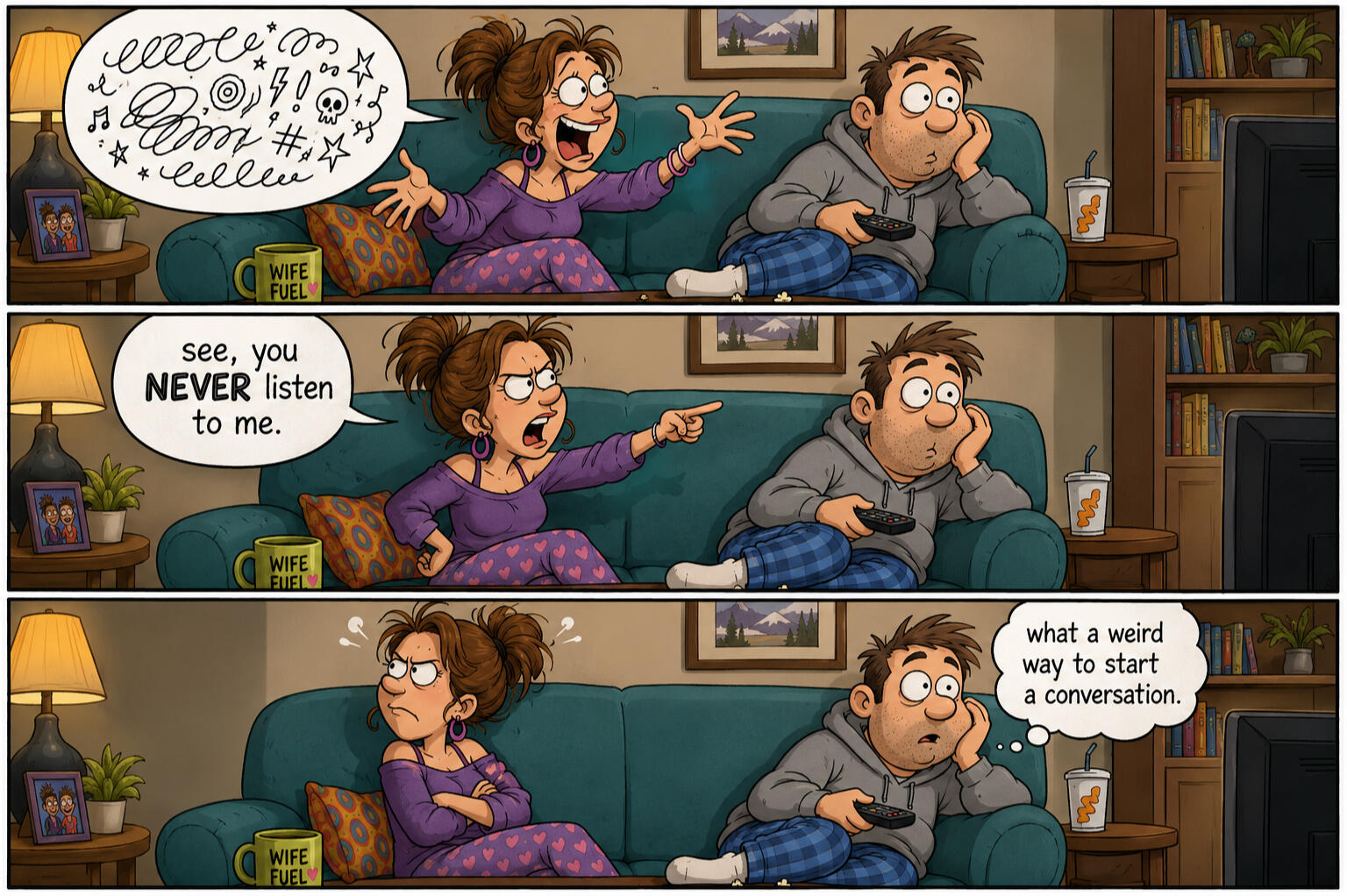 Couch couples conversation confusion